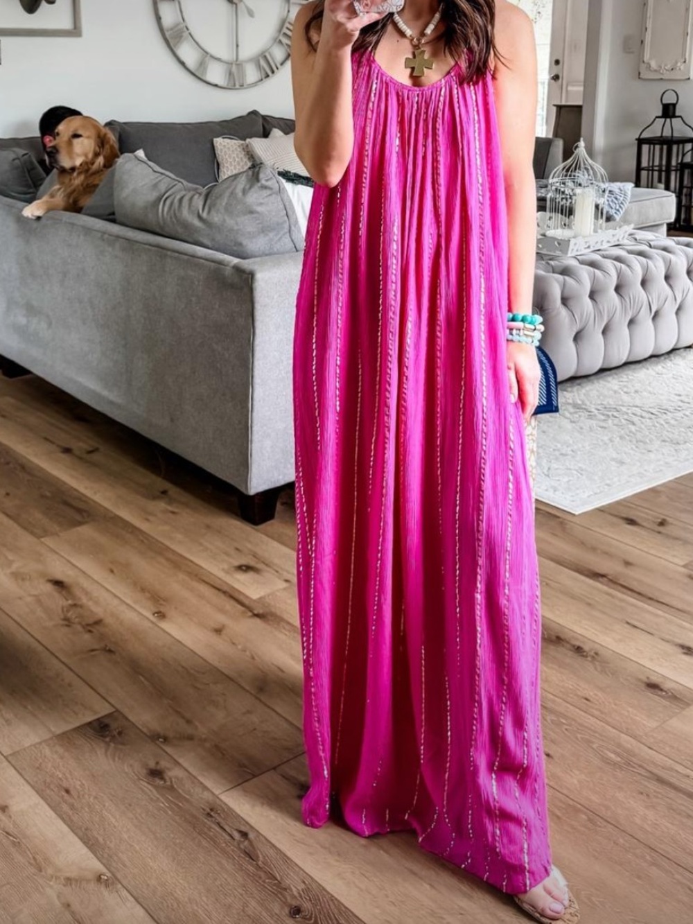 Bright Fuchsia Maxi Dress - Sleeveless Summer Slip Dress🎆